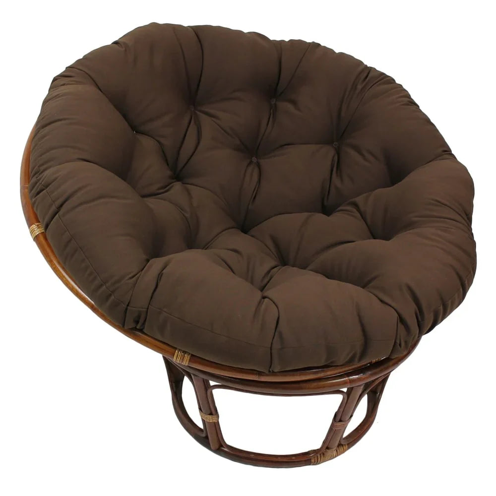 Sillón Papasan de ratán Bali de 42 pulgadas con cojín de sarga
