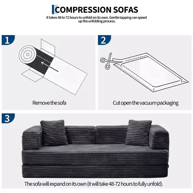 Sofá cama convertible 5 en 1 de 80,7, de pana, soporta 1200 lb, sin ensamblaje