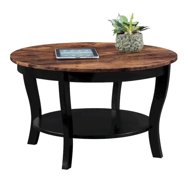 Convenience Concepts American Heritage Round Coffee Table with Shelf