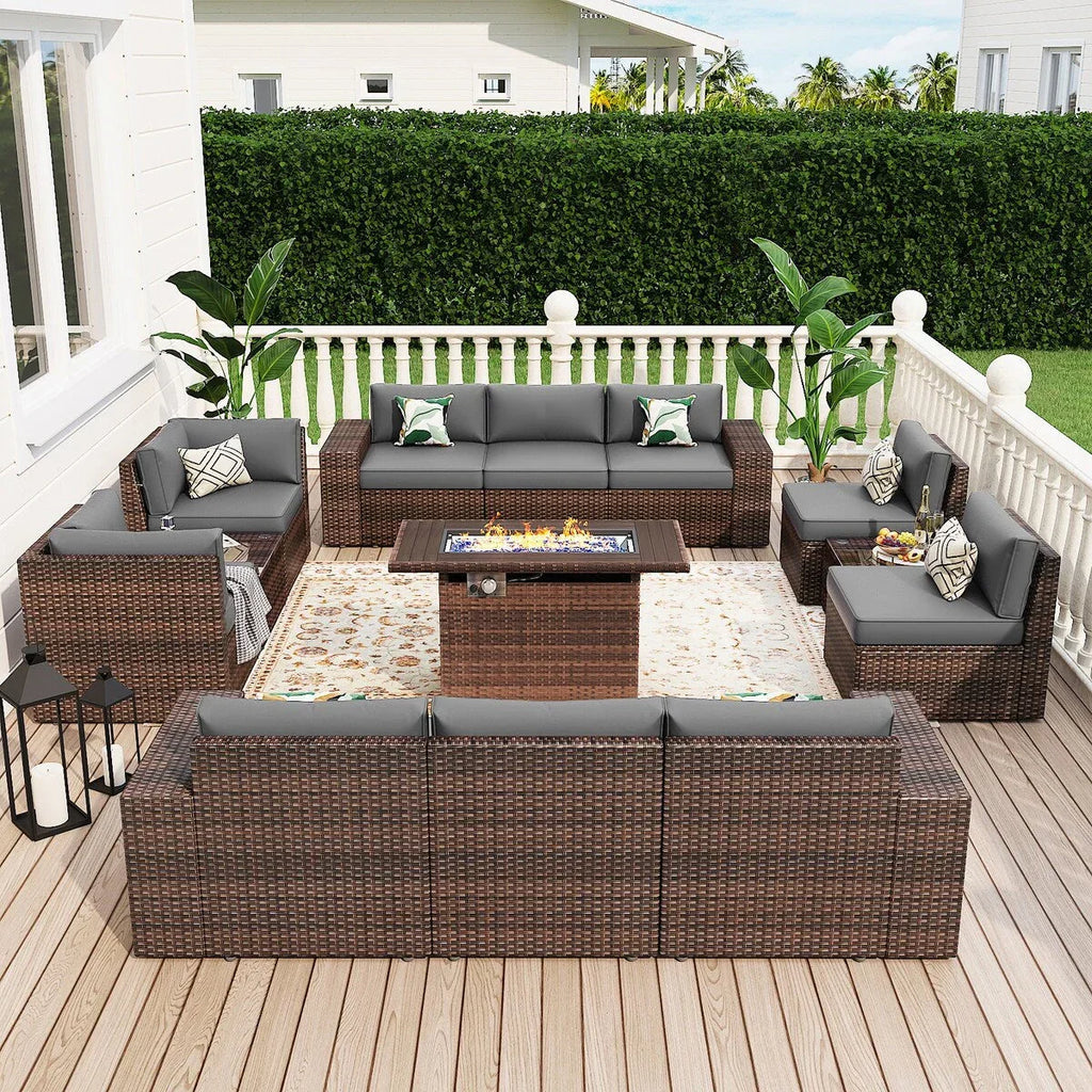 13-teiliges Gartenmöbel-Set mit 44-Feuertisch