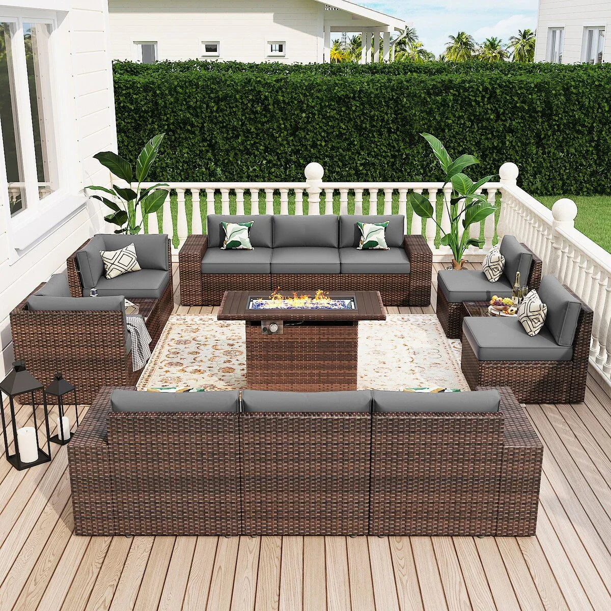 13-teiliges Gartenmöbel-Set mit 44-Feuertisch