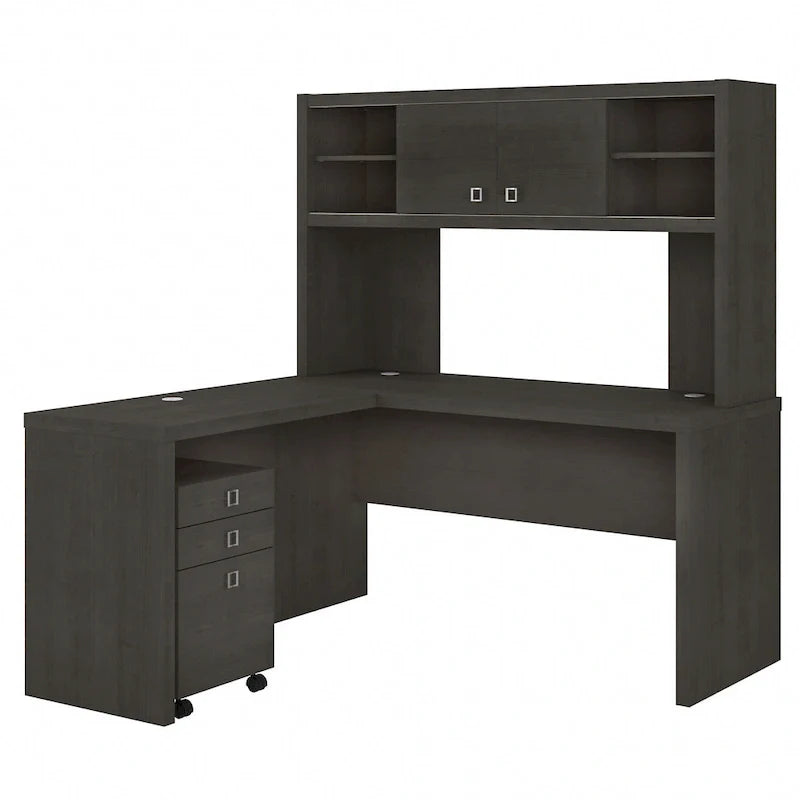 Echo L Shaped Desk with Hutch and Drawers