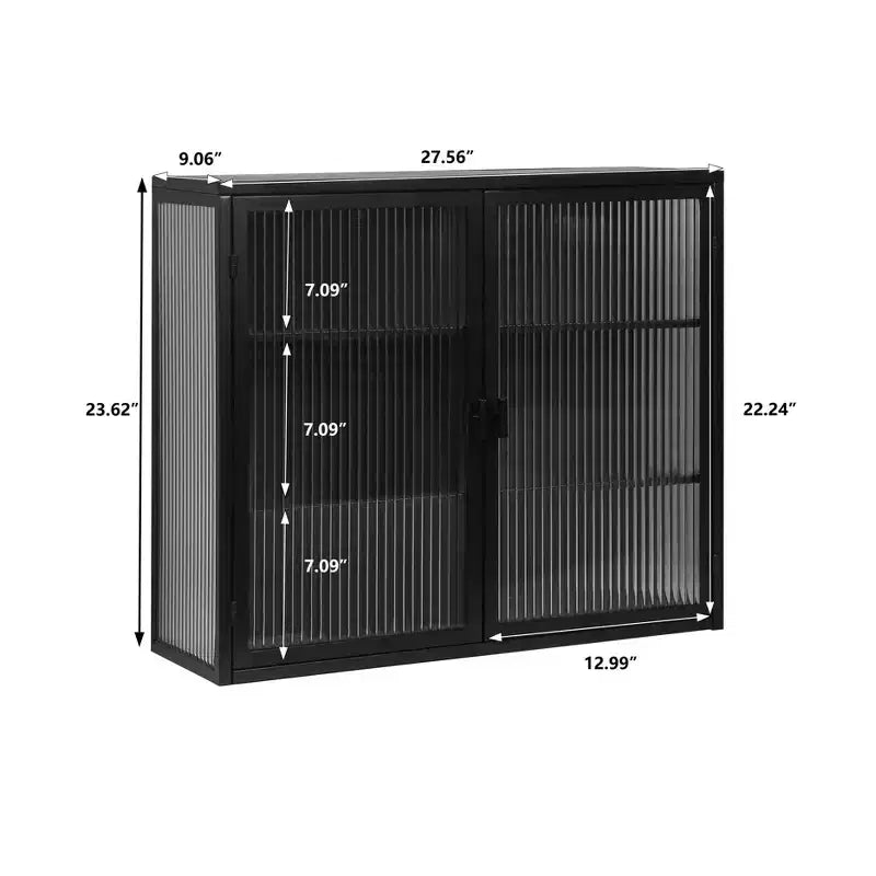 Okak Modern 2-door Wall Cabinet with Featuring 3-tier Storage Glass Doors for Entryway/Dining Room/Living Room/Kitchen