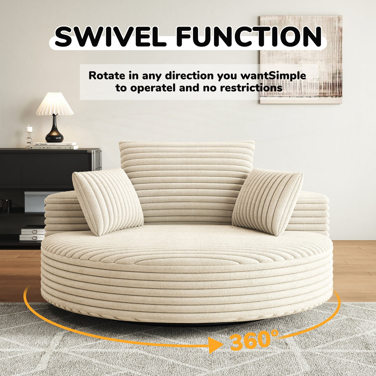 Einzelner Drehstuhl aus Cord-Chenille-Schaumstoff