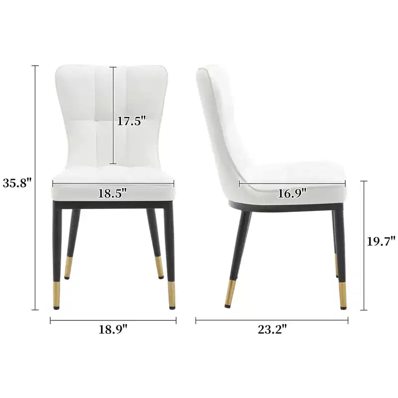Bekrvio Dining Room Chairs Set of 6, Modern Upholstered Faux Leather Seat with High Back, Metal Legs, Armless Kitchen Chairs for Living Dinning Room