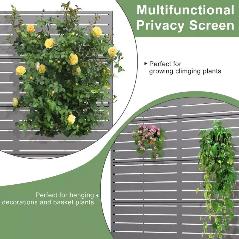 MAYEERTY plantenbak met trellis, ijzergrijs, lamellen, klassieke stijl, 72x35x16 inch, set van 3