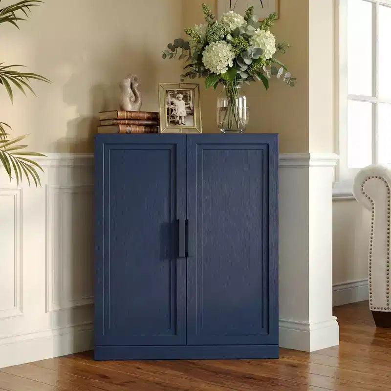 Mobile angolare Dovelina con ripiani regolabili, credenza, mobile portabottiglie e mobile da cucina e sala da pranzo con ante in legno - 31H x 31W, 36H x 31W