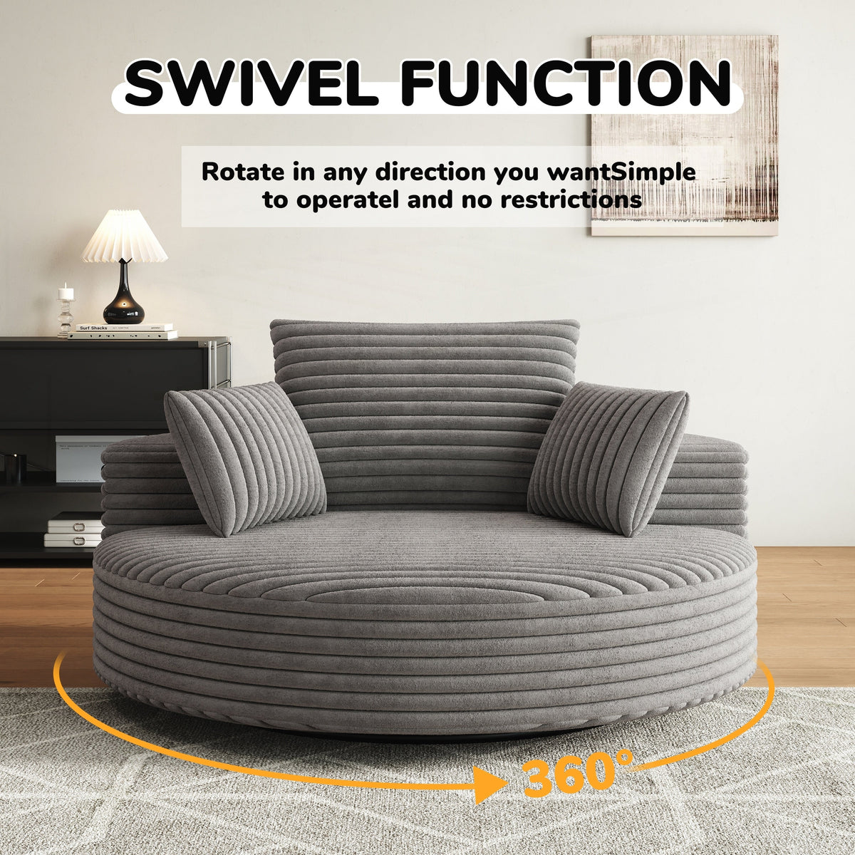 Einzelner Drehstuhl aus Cord-Chenille-Schaumstoff