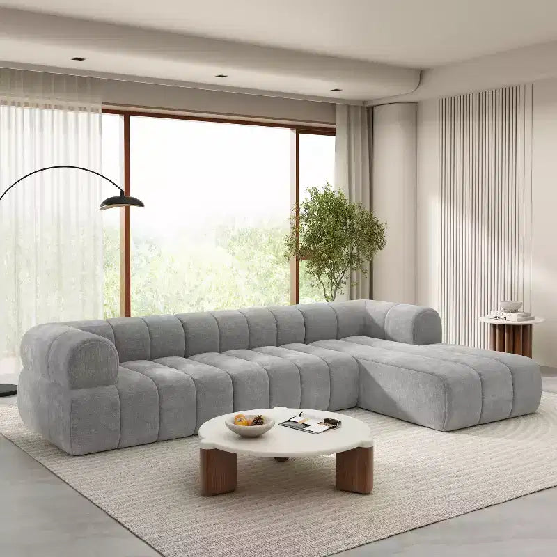 Christopher Knight Home Keri 122 Modern L-Shaped High-Density Foam Sectional Sofa with Low Backrest