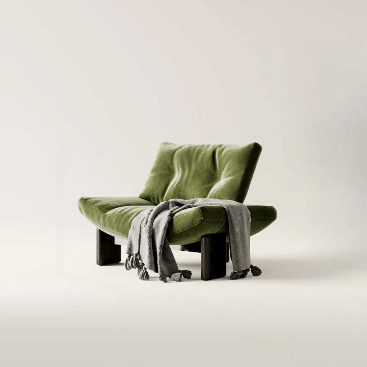 Silla decorativa contemporánea negra sin brazos, de chenilla capitoné