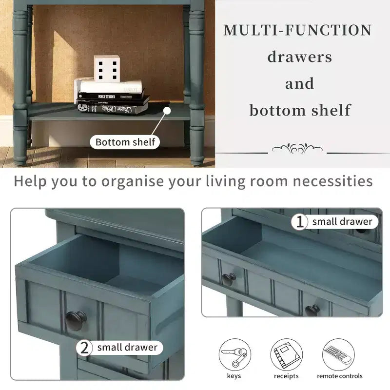 23.7in Narrow Console Table with 3 Drawers and Shelf, Sofa Table for Small Space Entryway or Living Room