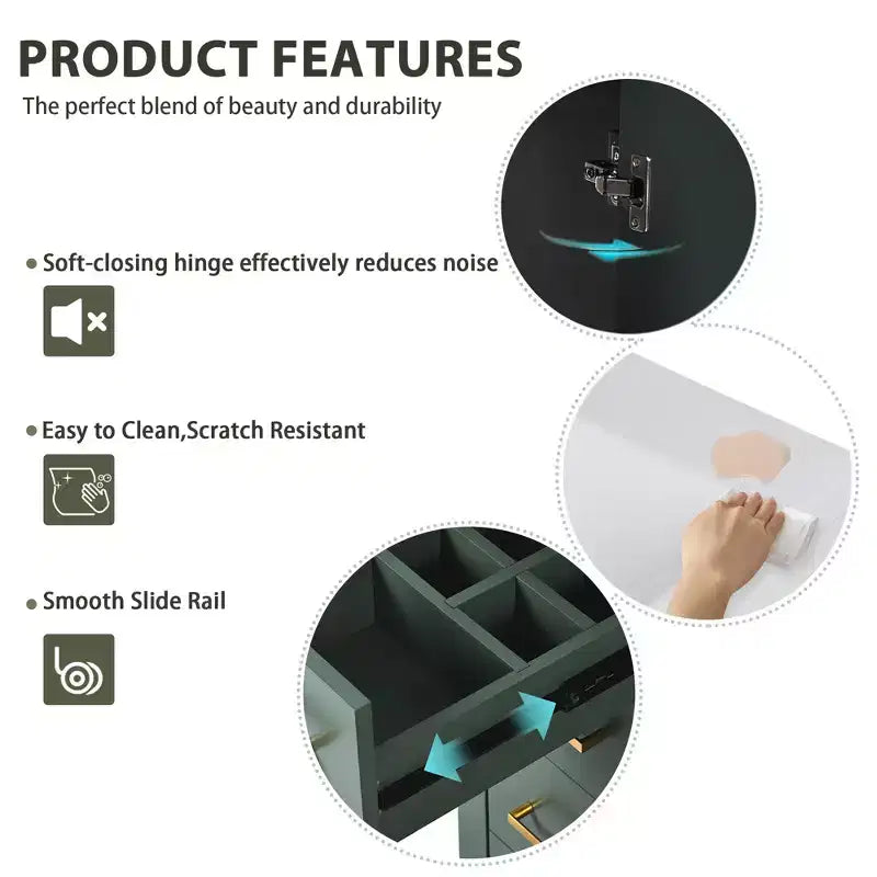 30 Single Sink Bathroom Vanity with Cabinet & 3 Drawers 鈥?Black / Blue / Green / Indigo / White