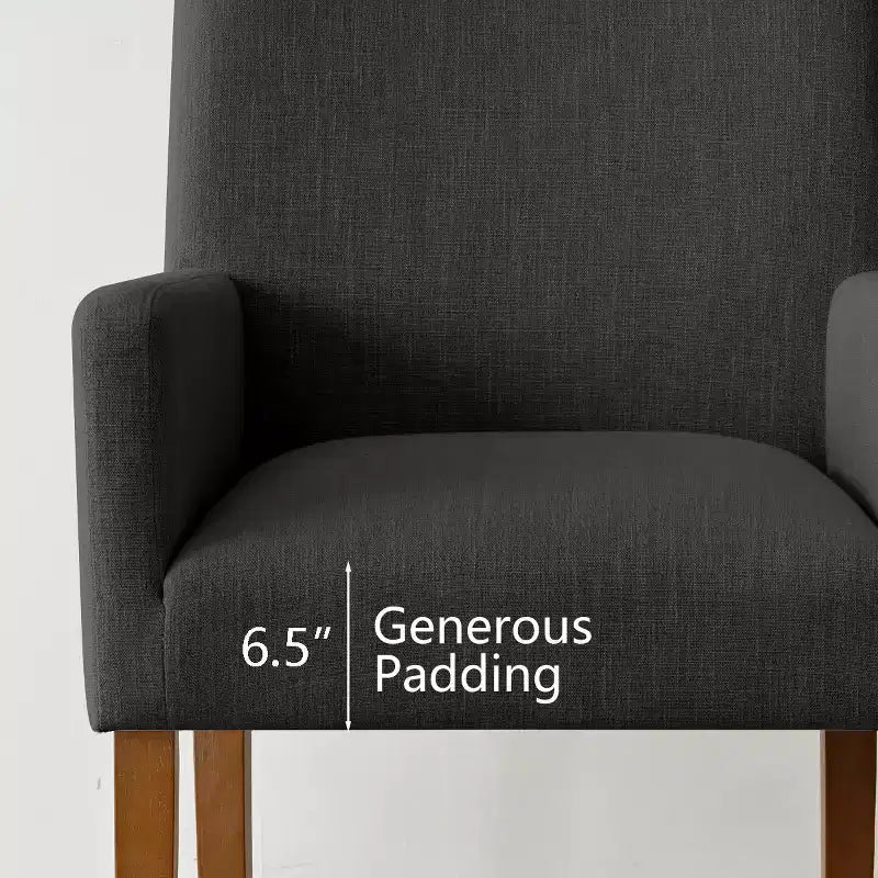 Set of 6 Upholstered Dining Chairs with Arms, Modern Linen Armchairs with Wooden Legs, Accent Chairs for Dining Room, Living Room - Panipeachy
