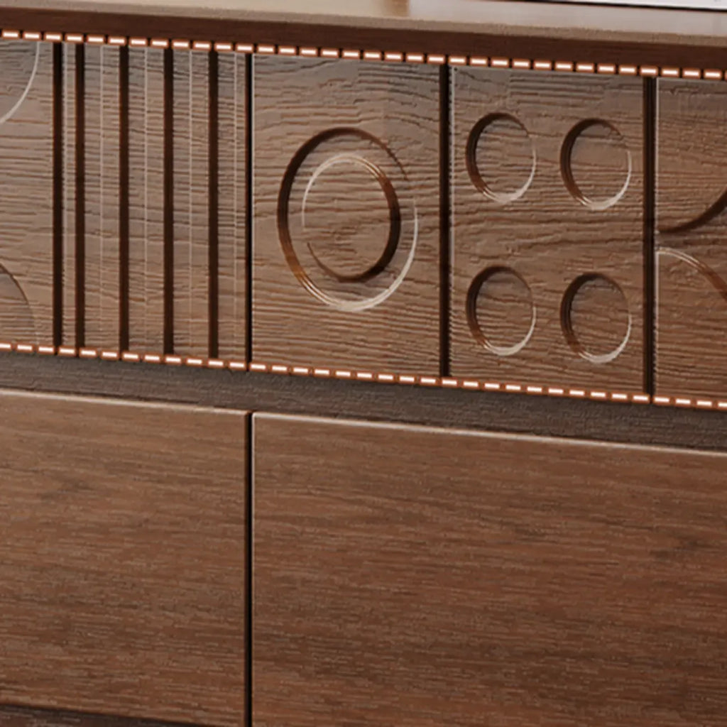 Art Deco Inspired Wood Dresser with Geometric Carvings