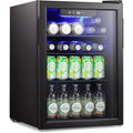 Minikoelkast voor 100 blikjes, drankkoelkast, wijnkoeler, doorzichtige glazen voordeur, klein touchscreen voor dranken - 2,6 cu. ft.
