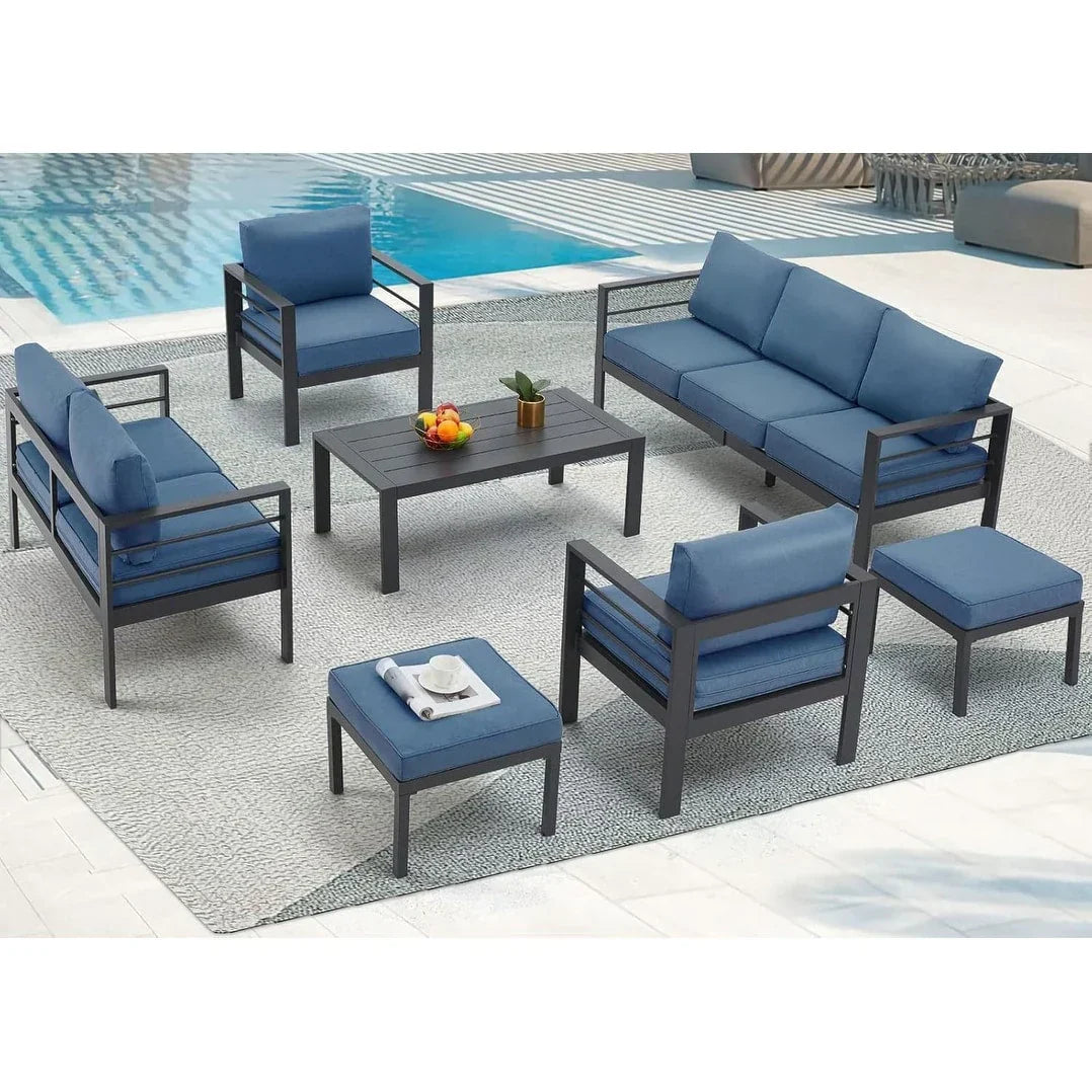 AECOJOY conjunto de muebles de aluminio para patio de 7 piezas, conjunto de exterior para conversar