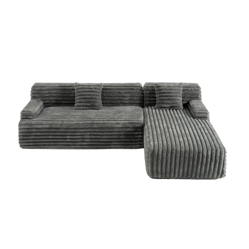 Divano componibile Cloud, divano moderno imbottito con 2 cuscini decorativi, divano componibile combinabile liberamente, divano componibile a L