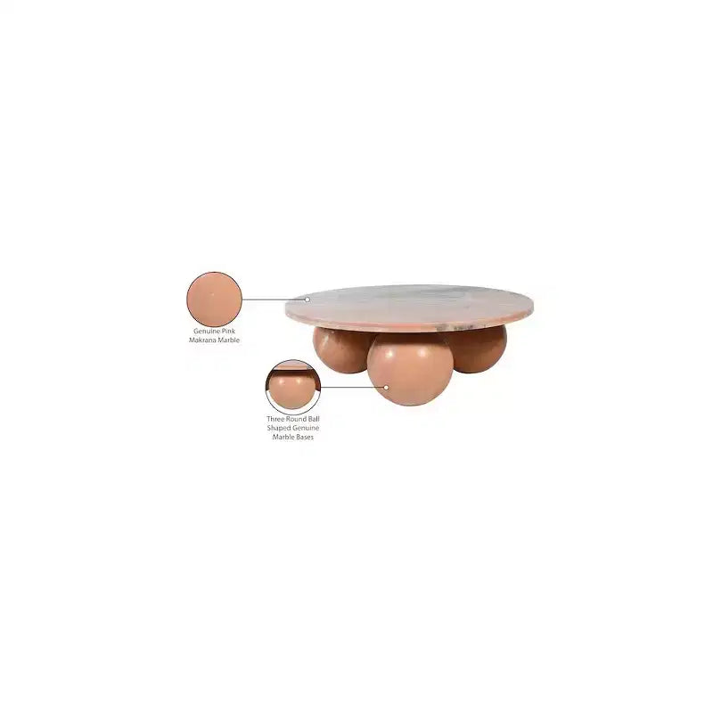 Mesa de centro redonda de mármol con patas esféricas, multicolor, para 4 personas