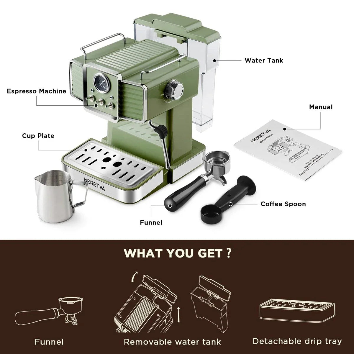 Espresso Coffee Machine with Milk Frother Steam