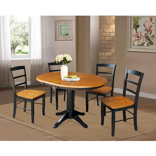 Mesa de comedor redonda extensible de 36 pulgadas con 4 sillas Madrid
