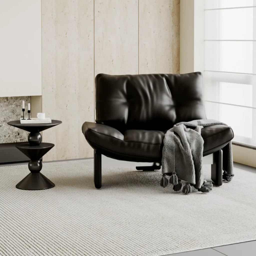 Contemporary Black Tufted Armless Chenille Accent Chair