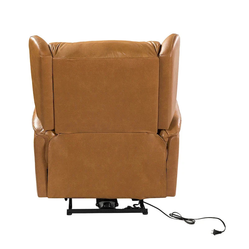 Genuine Leather Power Recliner with USB Port 鈥?Wingback Nailhead Set of 2