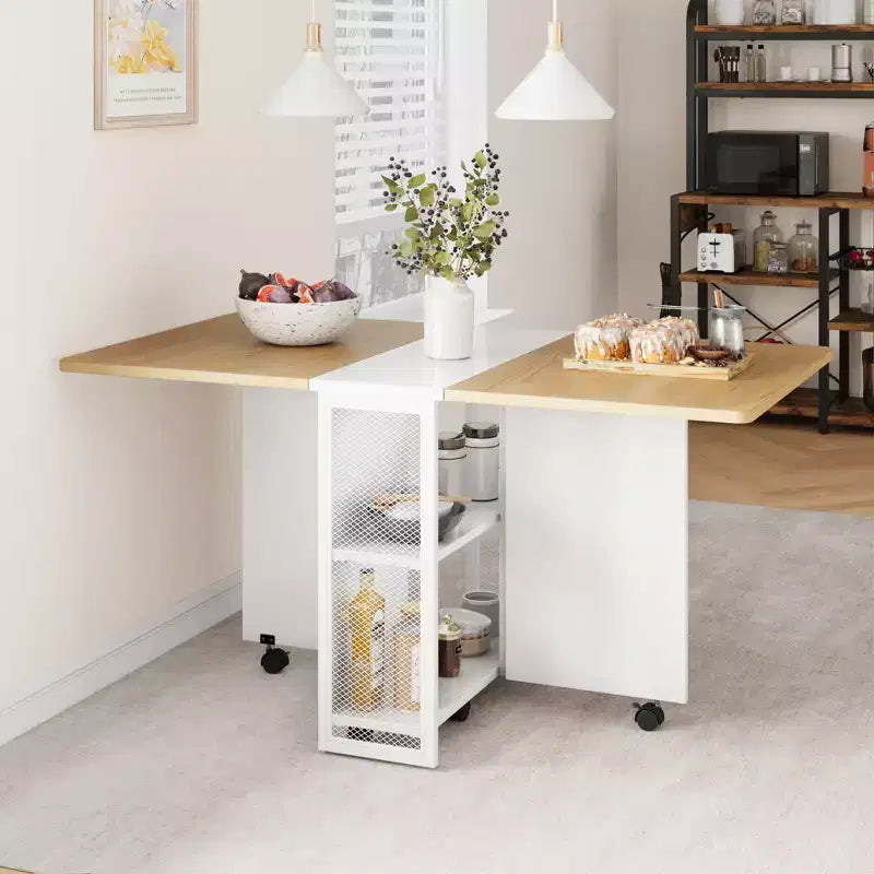 Klappbarer Esstisch für die Küche, platzsparender Esstisch, ausziehbarer Küchen-Klapptisch mit 6 Rädern für kleine Räume
