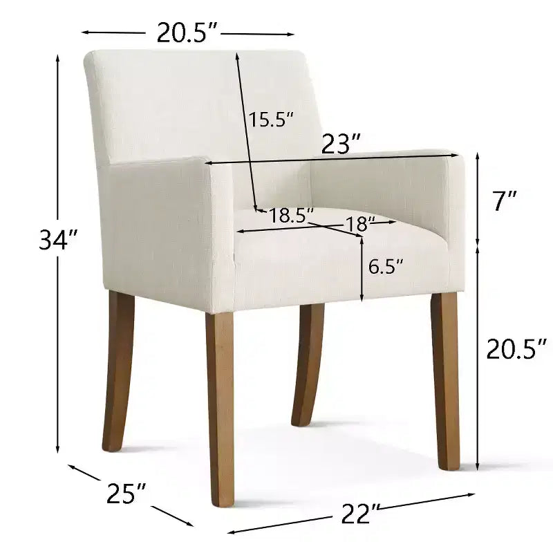 Set of 6 Upholstered Dining Chairs with Arms, Modern Linen Armchairs with Wooden Legs, Accent Chairs for Dining Room, Living Room - Panipeachy