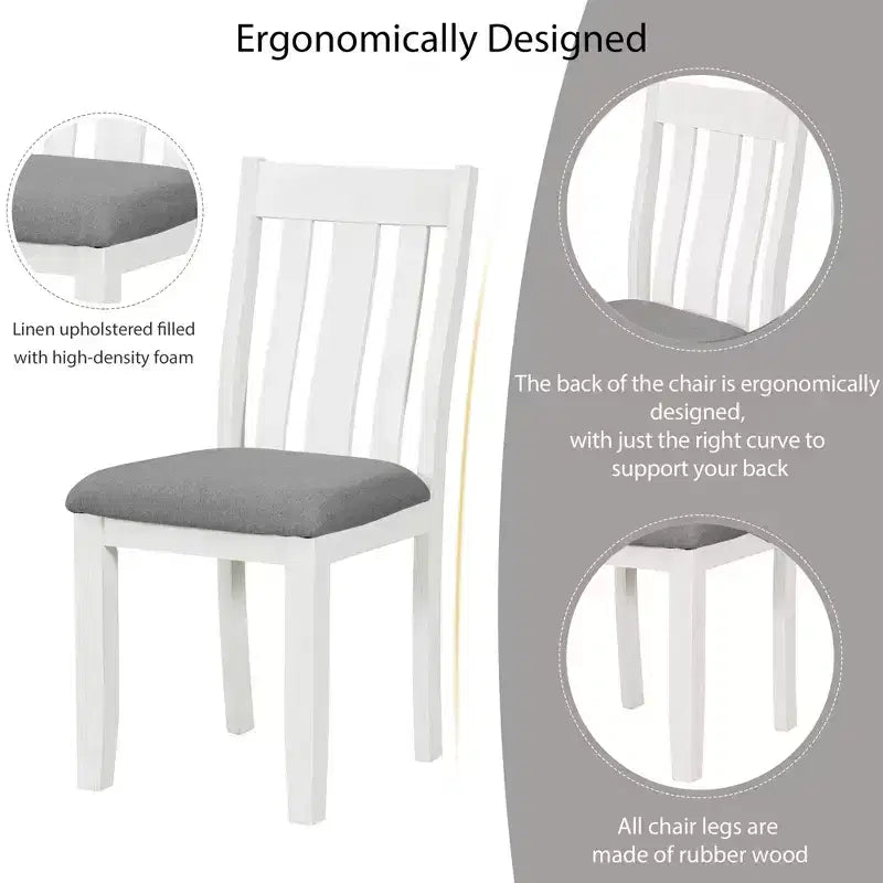 Farmhouse Extendable Dining Table Set for 6, Rectangular Table and 6 Upholstered Chairs