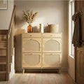 Karl Home Rattan Panel 2 Drawers 4 Flip-Drawer Shoe Cabinet Particleboard 41.34 W