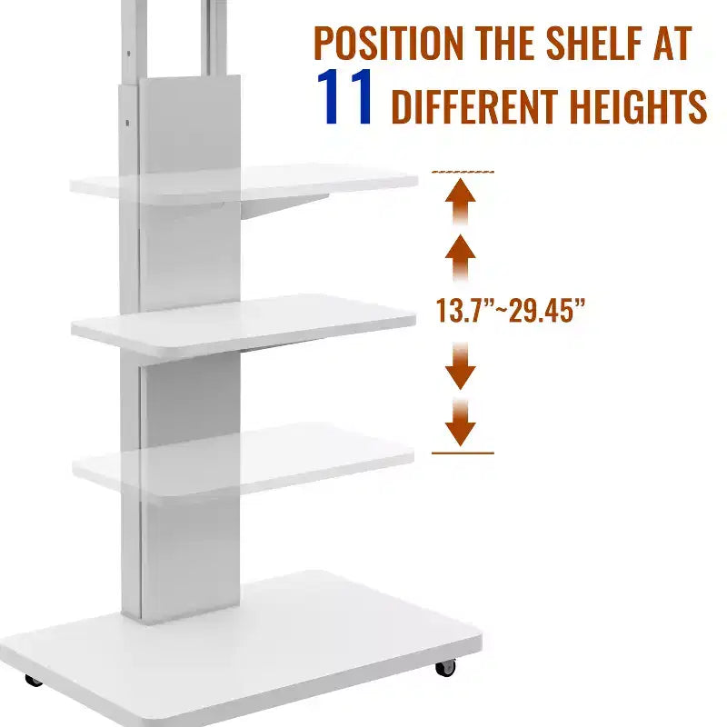 TV Stand for 32-75 TVs, Adjustable Height Mobile TV Cart with Drawer and Wheels for Living Room, Bedroom, Offices -ModernLuxe