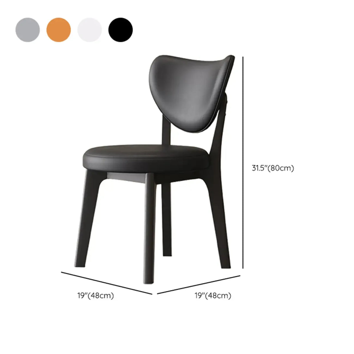 Chaise de salle à manger moderne sans accoudoirs, dossier enveloppant et revêtement en similicuir