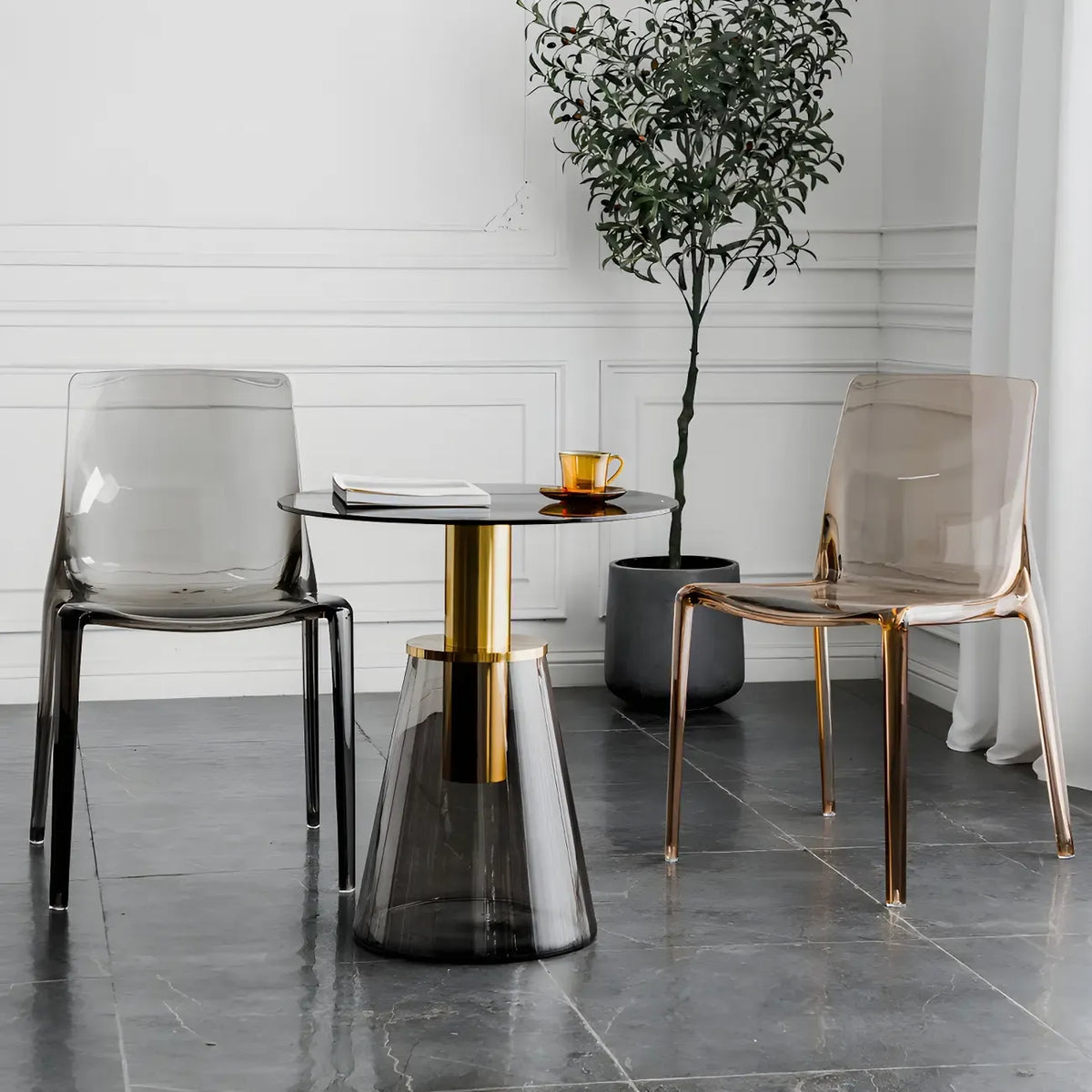 Amber Acrylic Armless Low Back Dining Chair