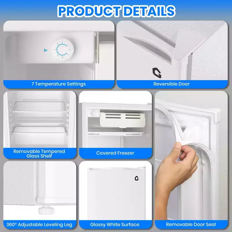 4.5 Cu.Ft Mini Fridge with Freezer,Compact Refrigerator w/Reversible Door, Adjustable Thermostat Energy-Efficient, Small Fridge