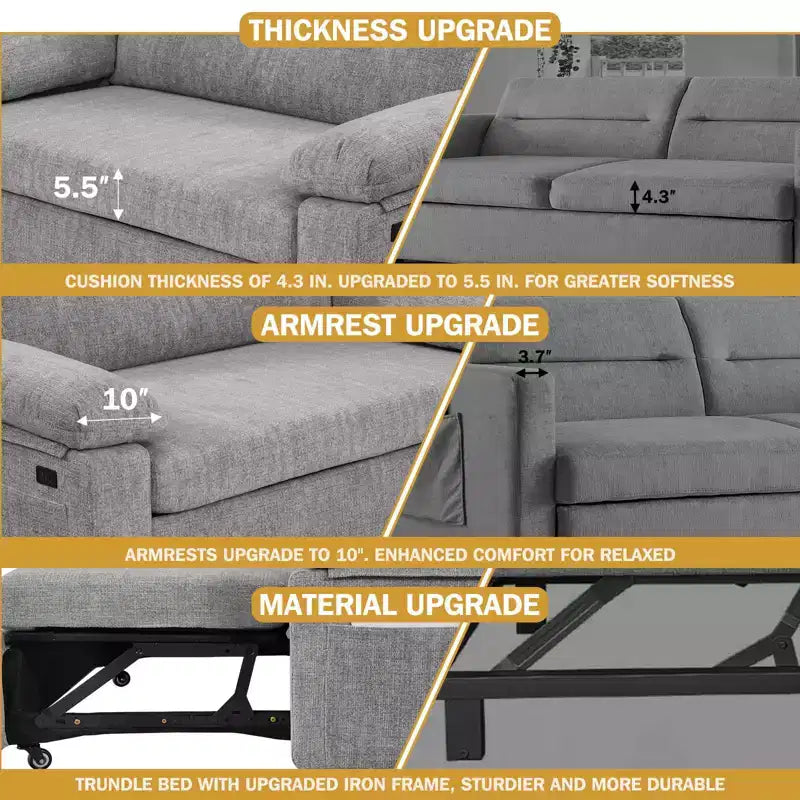 Dyonery 3-in-1 Convertible Sofa Bed, Pull Out Sleeper Sofa with Adjustable Backrest
