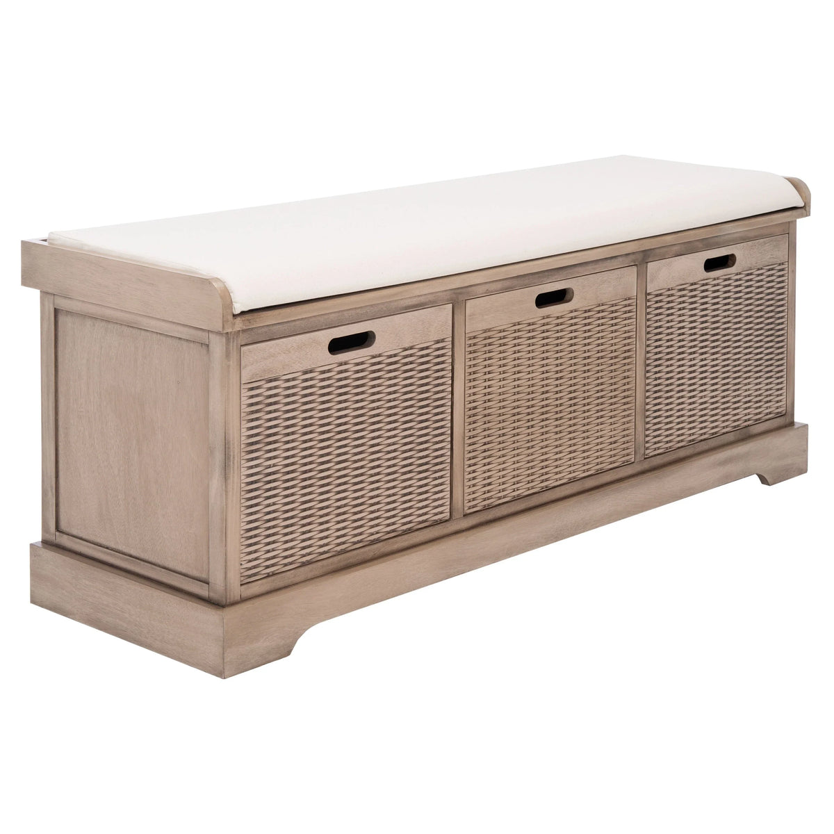 Banco de almacenamiento SAFAVIEH Fiorello con 3 cajones y cojín - 47.3 W x 15 L x 19 H - 47Wx15Dx19H