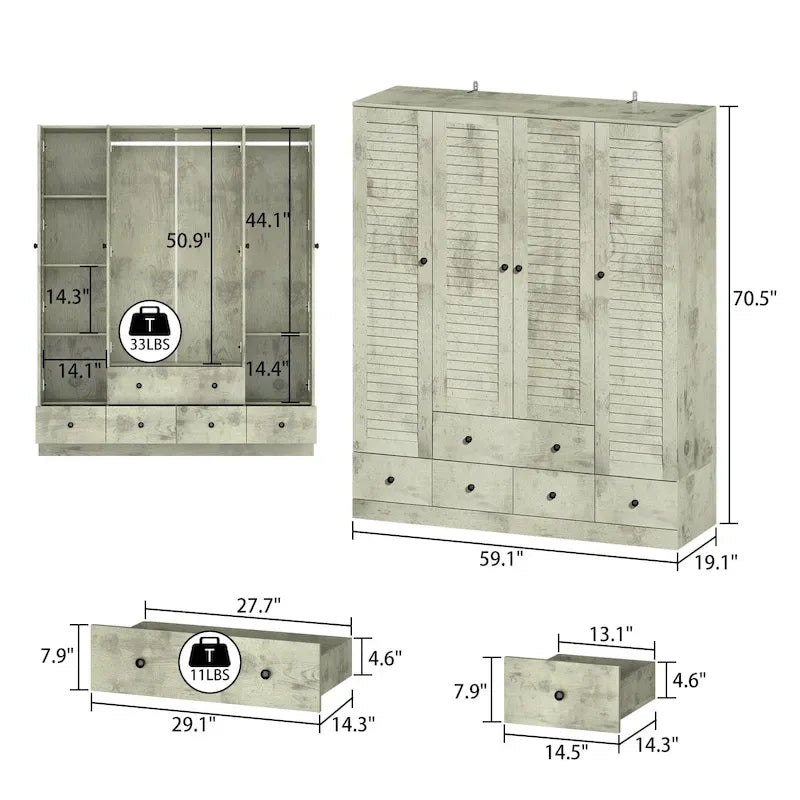Armadio guardaroba indipendente grande 59W bianco