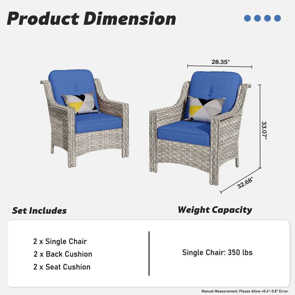 HOOOWOOO 2-delige tuinset met stoelen met hoge rugleuning van vlechtwerk en rotan