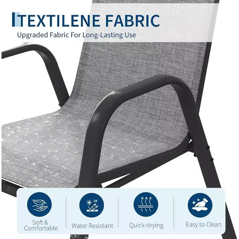 Patio Chairs,Outdoor Stackable Dining Chairs Set of 4/6 All Weather Lightweight Textilene Outdoor Chair Sets with Armrests for Backyard,Pool Deck