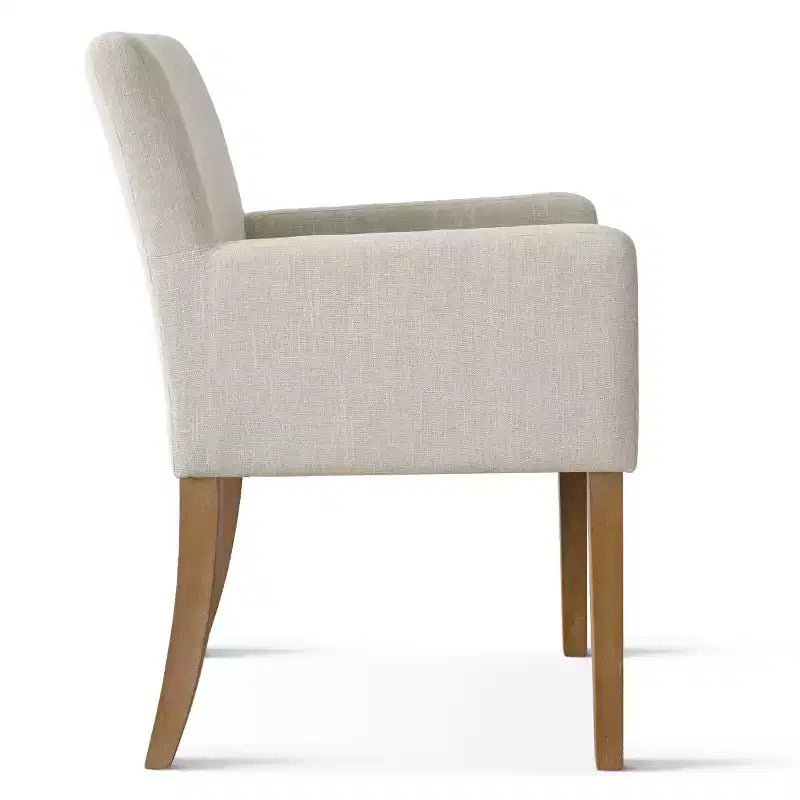 Set of 6 Upholstered Dining Chairs with Arms, Modern Linen Armchairs with Wooden Legs, Accent Chairs for Dining Room, Living Room - Panipeachy