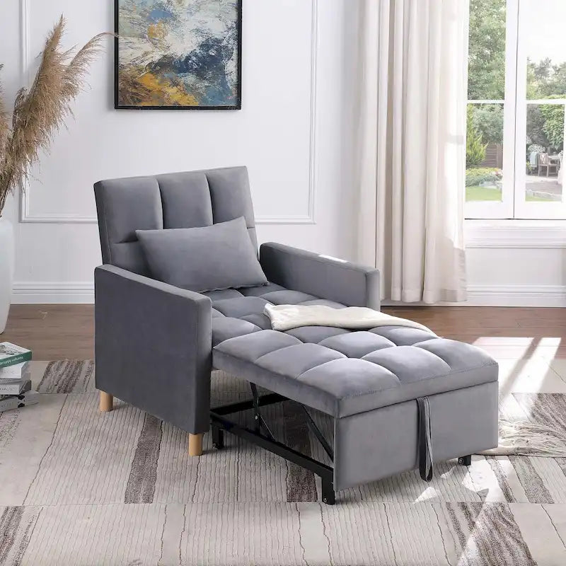 Aukfa Schlafsessel, umwandelbarer Einzelschlafsofa-Sessel mit Kissen