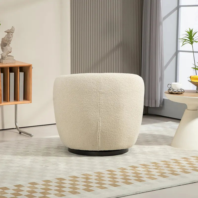 Upholstered Swivel Barrel Armchair with Storage Modern Living Room Side Chair for Bedroom/Office/Reading Spaces