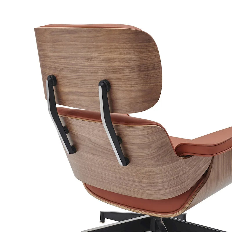 Fauteuil inclinable de salon moderne en cuir, style milieu du siècle