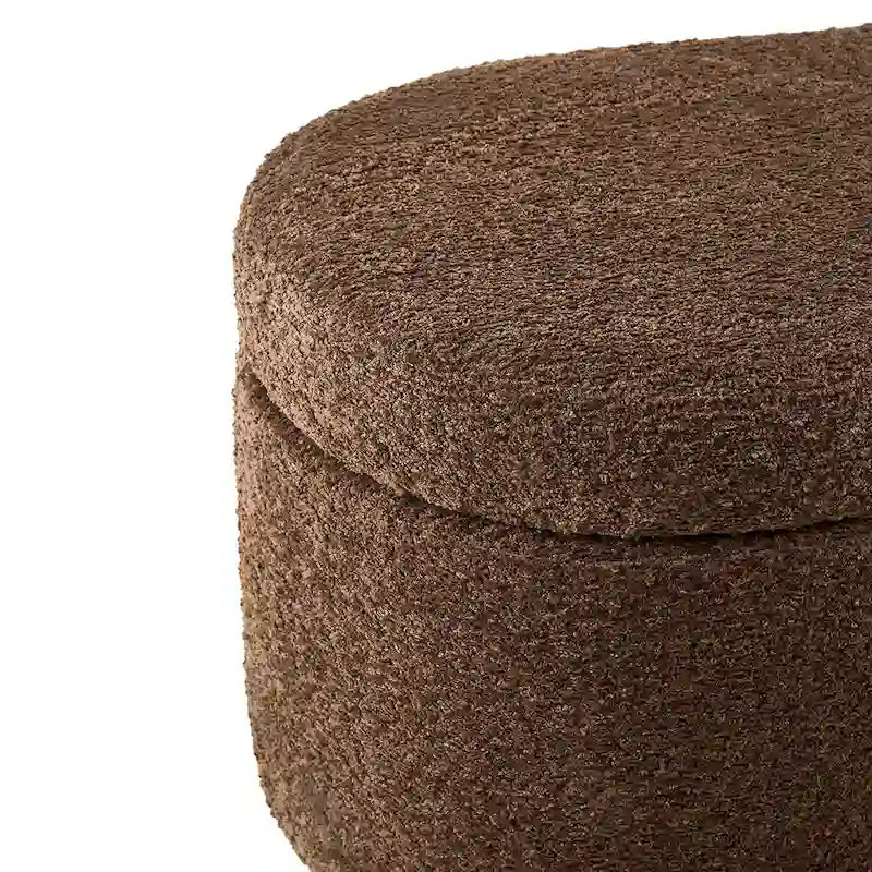 INK+IVY Bailey Sitzbank mit taupefarbenem Bouclé-Bezug und aufklappbarer Sitzfläche