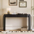Table console moderne Merax à plateau ovale avec pieds courbés cannelés et deux tiroirs dissimulés