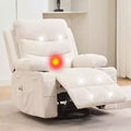 Draaibare relaxfauteuil met massage en warmte, 360°-schommelstoel met bekerhouders en zijvakken, ergonomische loungestoel voor woonkamer, camper en babykamer