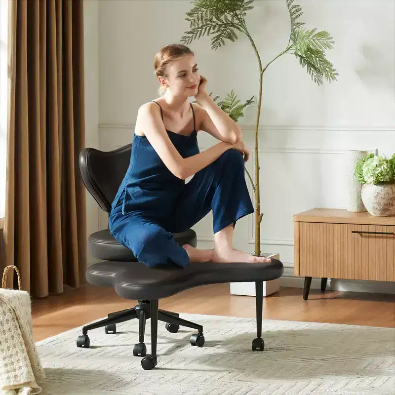 Sedia da ufficio ergonomica Pinmoco Criss Cross, sedia da meditazione regolabile in altezza, girevole a 360°, supporto lombare, sedia da lavoro e da ufficio, sedia per ADHD