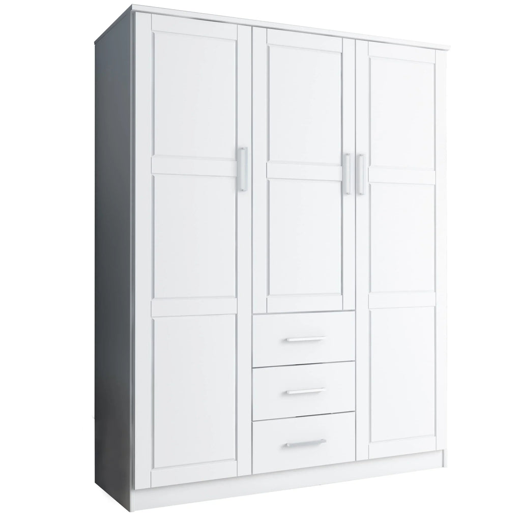 Palace Imports Cosmo 3-türiger Kleiderschrank aus 100 % Massivholz mit Türen aus Massivholz oder Spiegelglas
