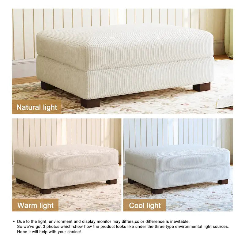 Pouf d’appoint moderne surdimensionné en tissu côtelé