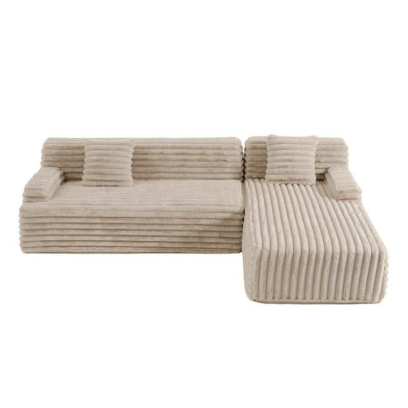 Divano componibile Cloud, divano moderno imbottito con 2 cuscini decorativi, divano componibile combinabile liberamente, divano componibile a L